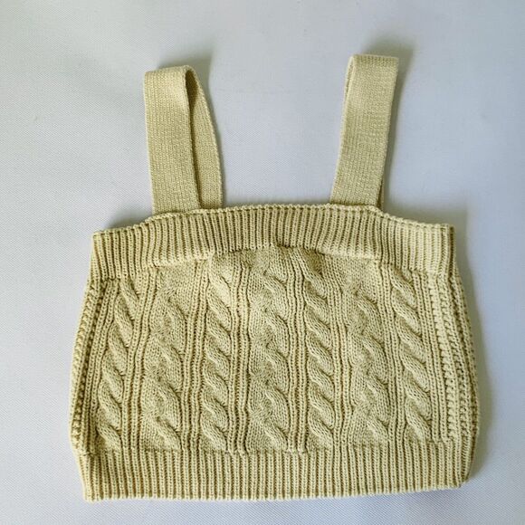 Forever 21 Pantone Crop Top Women S Sand Neutral Cable Knit Sweater Tank Preppy - Picture 3 of 8